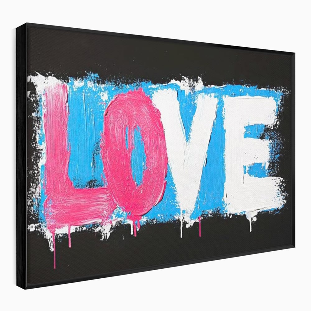 Tablou canvas cu tablou canvas cu mesajul love, in rama de aluminiu negru